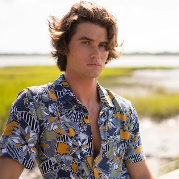 Native Youth Geo Flora Short Sleeve Button-Down Shirt ASO John B Outer Banks - Picture 7 of 8